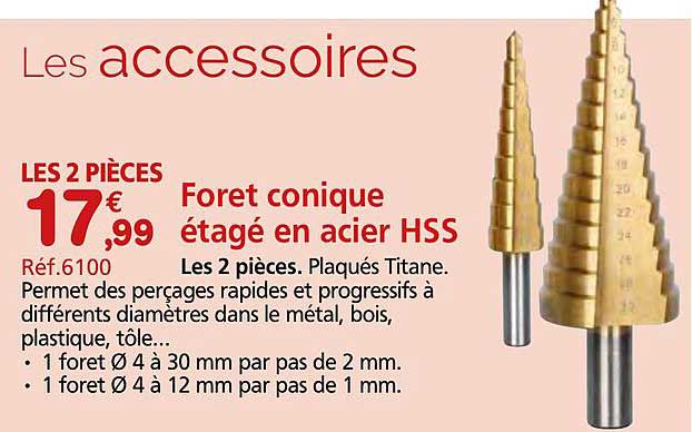 Foret conique étagé en acier HSS