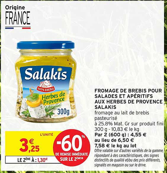 FROMAGE DE BREBIS POUR SALADES ET APÉRITIFS AUX HERBES DE PROVENCE SALAKIS
