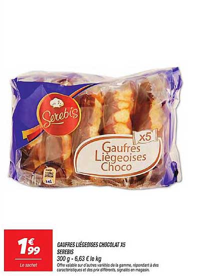 Gaufres liégeoises chocolat x5 Serebis
