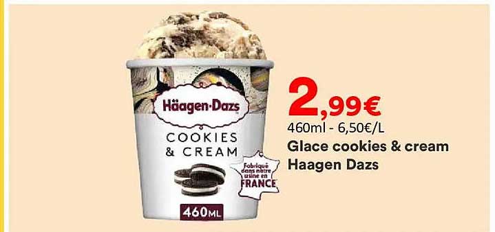 Glace cookies & cream Haagen Dazs