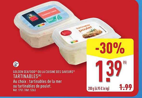 GOLDEN SEAFOOD® OU LA CUISINE DES SAVEURS® TARTINABLES(A)