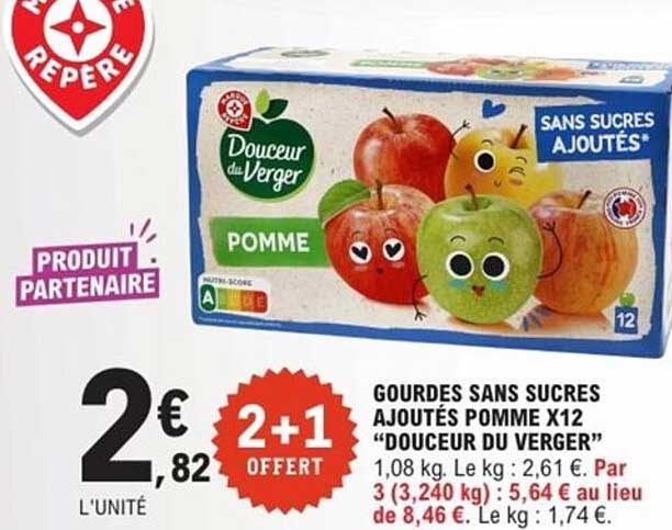 GOURDES SANS SUCRES AJOUTÉS POMME X12 “DOUCEUR DU VERGER”