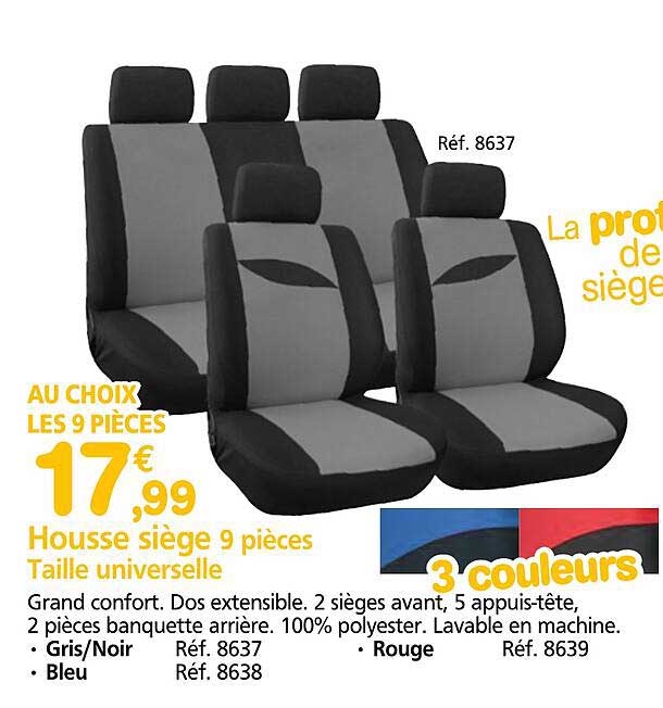 Housse siège 9 pièces Taille universelle