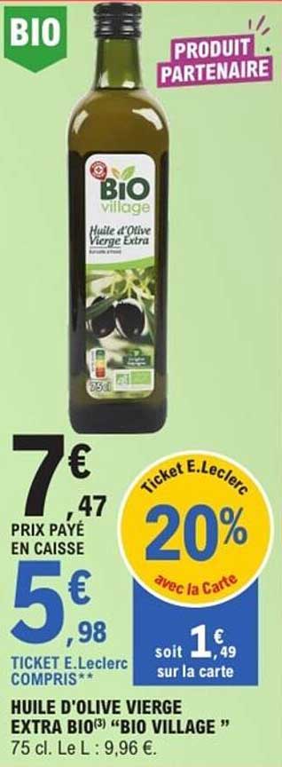 HUILE D'OLIVE VIERGE EXTRA BIO(3) "BIO VILLAGE" 75 cl.