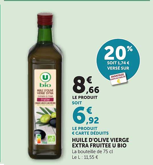 HUILE D’OLIVE VIERGE EXTRA FRUITEE U BIO