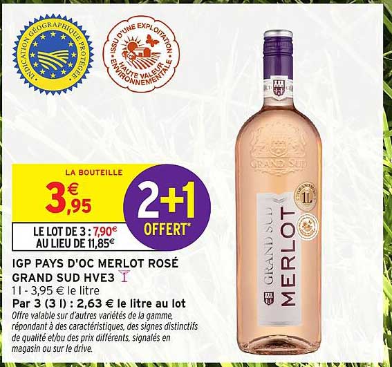 IGP PAYS D'OC MERLOT ROSÉ GRAND SUD HVE3