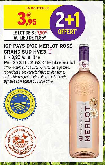 IGP PAYS D'OC MERLOT ROSÉ GRAND SUD HVE3
