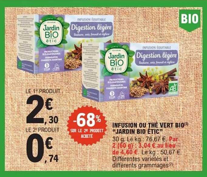 INFUSION OU THÉ VERT BIO JARDIN BIO ETIC