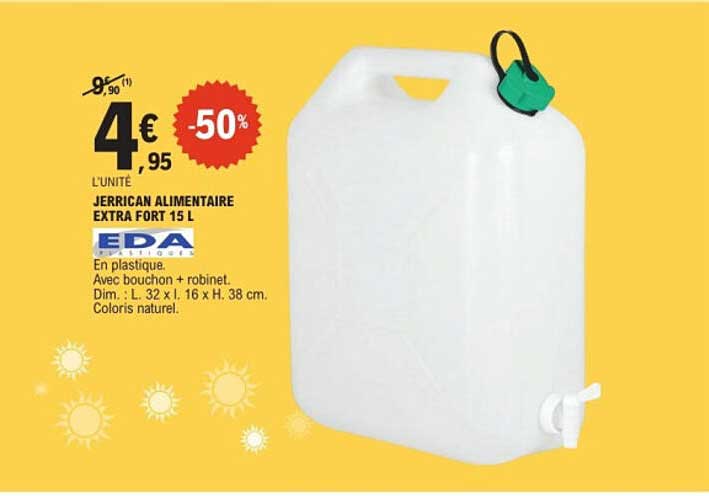 JERRICAN ALIMENTAIRE EXTRA FORT 15 L