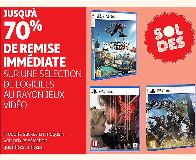 JUSQU'À 70% DE REMISE IMMÉDIATE SUR UNE SÉLECTION DE LOGICIELS AU RAYON JEUX VIDÉO