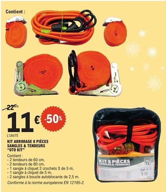 KIT ARRIMAGE 8 PIÈCES SANGLES & TENDEURS “OTO KIT”