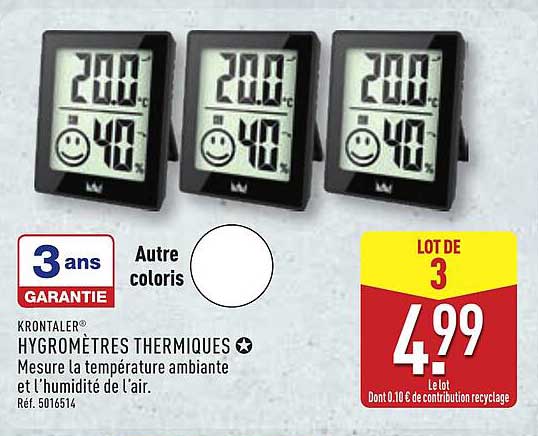 KRONTALER® HYGROMÈTRES THERMIQUES ★ Mesure la température ambiante et l’humidité de l’air.