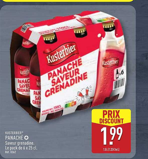 Kusterbier® PANACHÉ Saveur grenadine. Le pack de 6 x 25 cl.