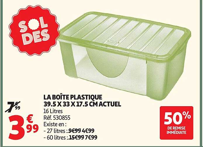 LA BOÎTE PLASTIQUE 39.5 X 33 X 17.5 CM ACTUEL