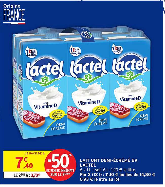 LAIT UHT DEMI-ÉCRÉMÉ BK LACTEL