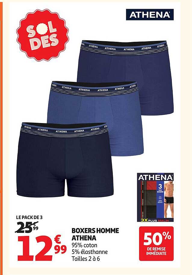 LE PACK DE 3 BOXERS HOMME ATHENA