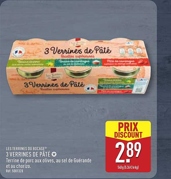 LES TERRINES DU BOCAGE 3 VERRINES DE PÂTÉ Terrine de porc aux olives, au sel de Guérande et au chorizo