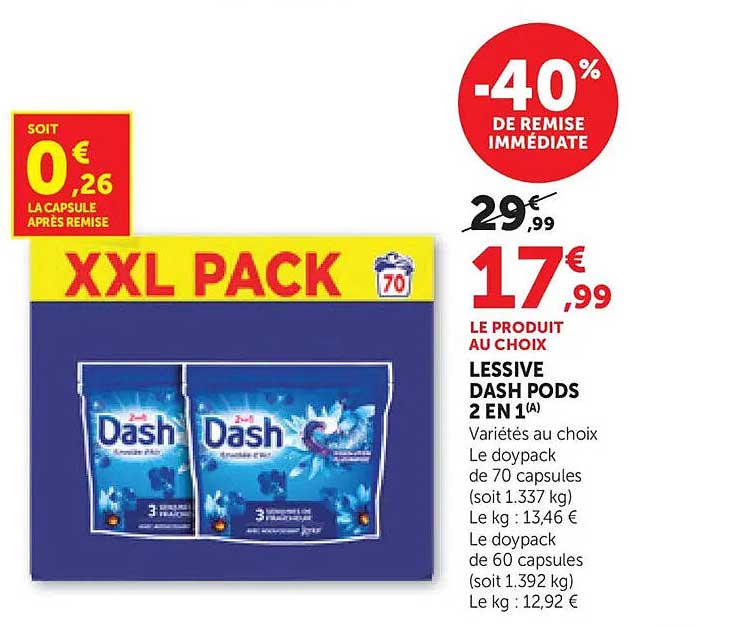 LESSIVE DASH PODS 2 EN 1