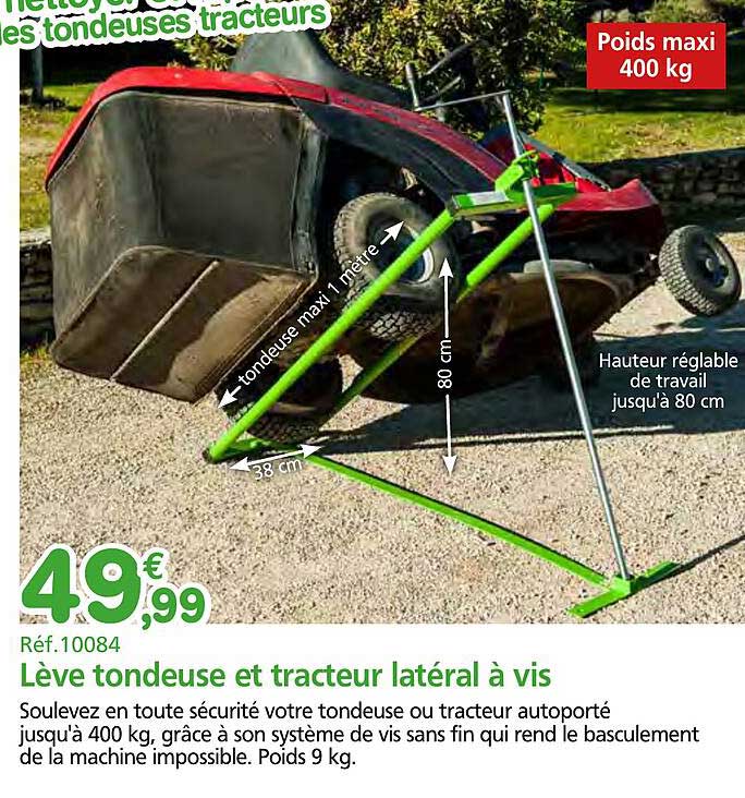 Lève tondeuse et tracteur latéral à vis