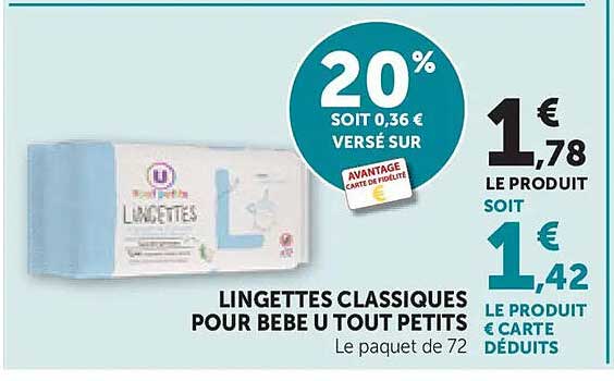 LINGETTES CLASSIQUES POUR BEBE U TOUT PETITS