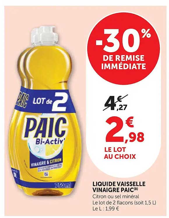 LIQUIDE VAISSELLE VINAIGRE PAIC(B)