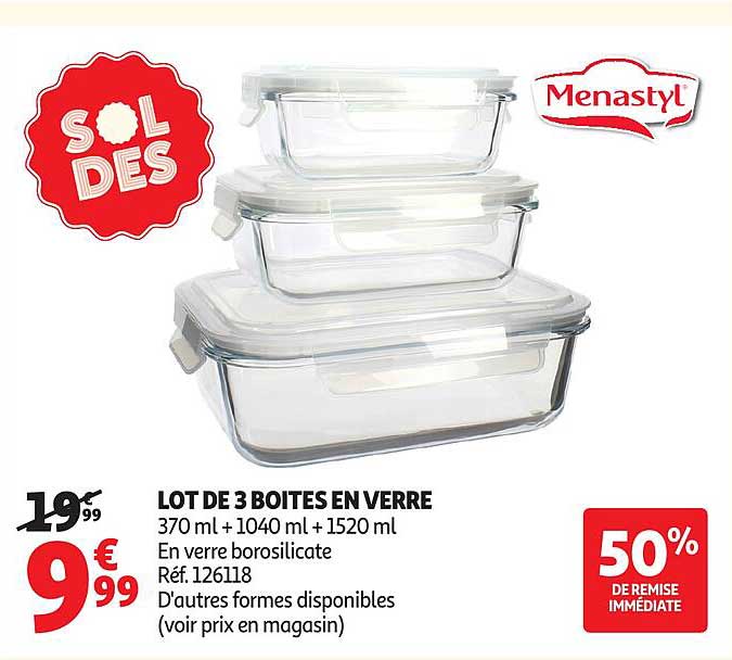 LOT DE 3 BOITES EN VERRE