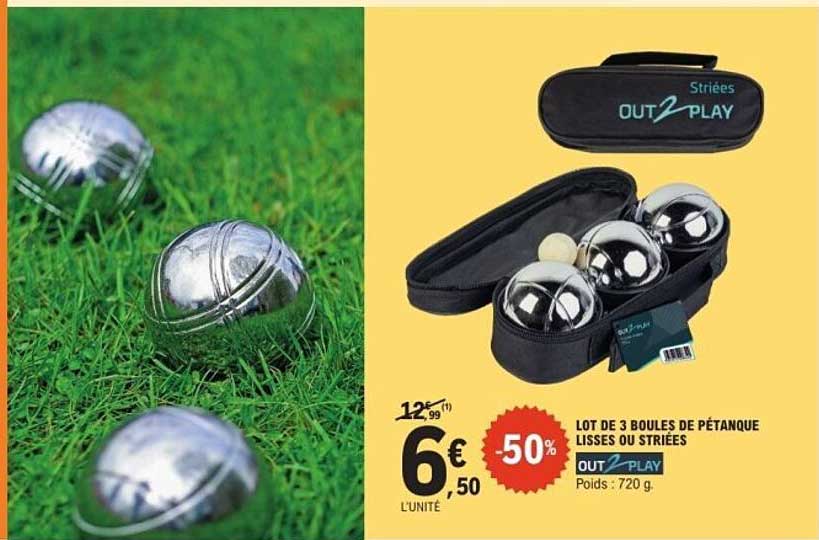 LOT DE 3 BOULES DE PÉTANQUE LISSES OU STRIÉES OUT2PLAY