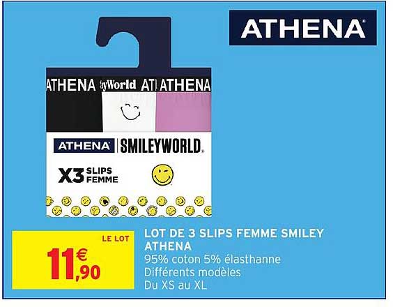 LOT DE 3 SLIPS FEMME SMILEY ATHENA