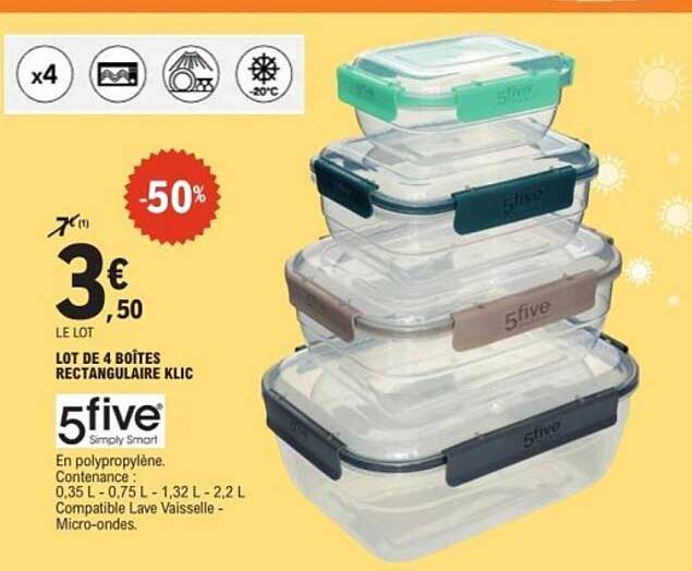 LOT DE 4 BOÎTES RECTANGULAIRE KLIC