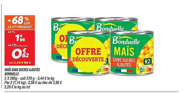 MAÏS SANS SUCRES AJOUTÉS