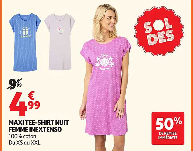 MAXI TEE-SHIRT NUIT FEMME INTENSO