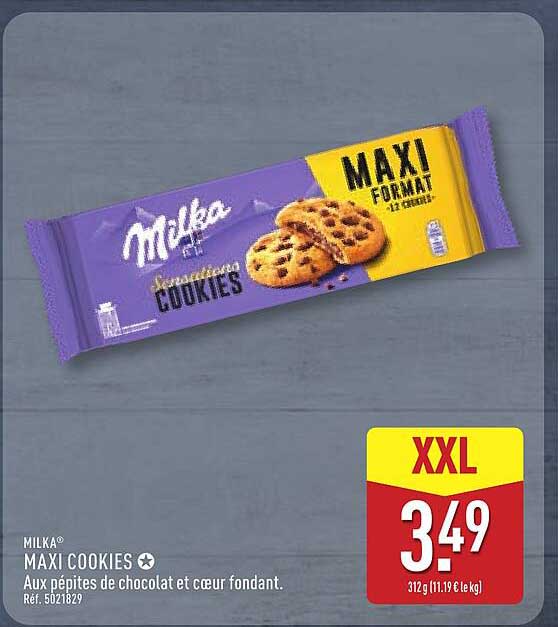 MILKA® MAXI COOKIES Aux pépites de chocolat et cœur fondant.