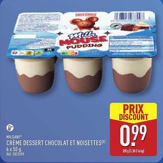 MILSANI® CRÈME DESSERT CHOCOLAT ET NOISETTES(E) 6 x 50 g. Réf. 5022695