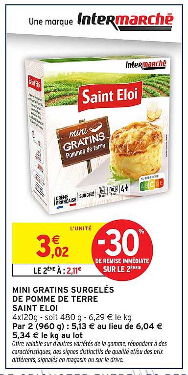 MINI GRATINS SURGELÉS DE POMME DE TERRE SAINT ELOI