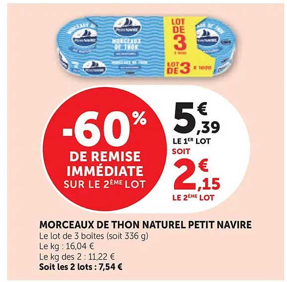 Morceaux de thon naturel Petit Navire