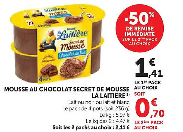 MOUSSE AU CHOCOLAT SECRET DE MOUSSE LA LAITIERE