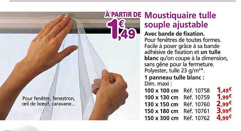 Moustiquaire tulle souple ajustable