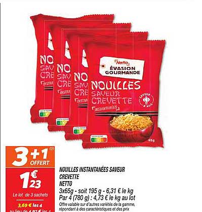 NOUILLES INSTANTANÉES SAVEUR CREVETTE NETTO