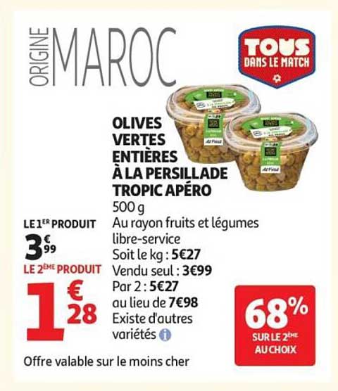 OLIVES VERTES ENTIERES À LA PERSILLADE TROPIC APÉRO