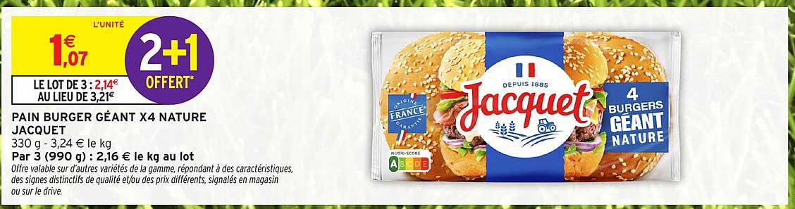 PAIN BURGER GÉANT X4 NATURE JACQUET