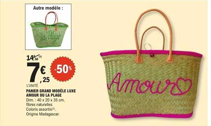 PANIER GRAND MODÈLE LUXE AMOUR OU LA PLAGE