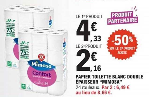 PAPIER TOILETTE BLANC DOUBLE ÉPAISSEUR “MIMOSA”