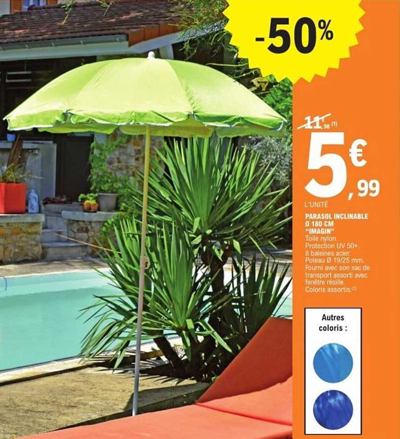 PARASOL INCLINABLE Ø 180 CM “IMAGIN”