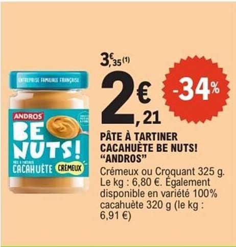 PÂTE À TARTINER CACAHUÈTE BE NUTS! “ANDROS”