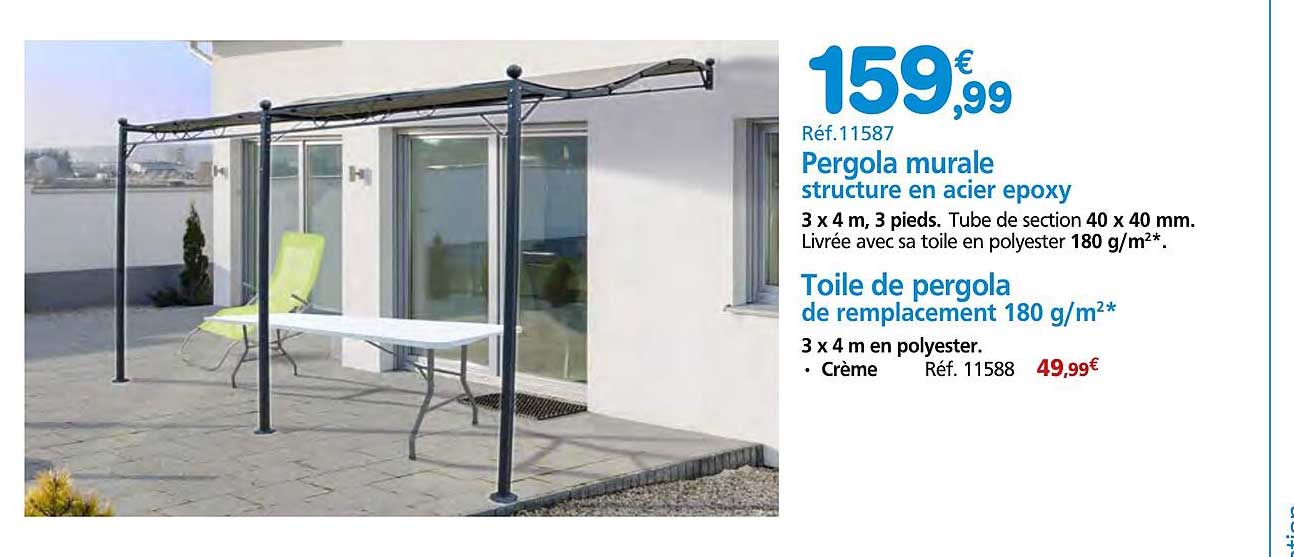 Pergola murale structure en acier epoxy