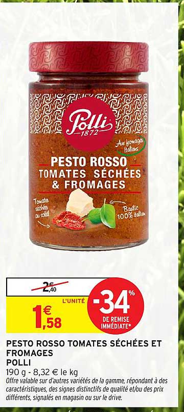 PESTO ROSSO TOMATES SÉCHÉES & FROMAGES POLLI