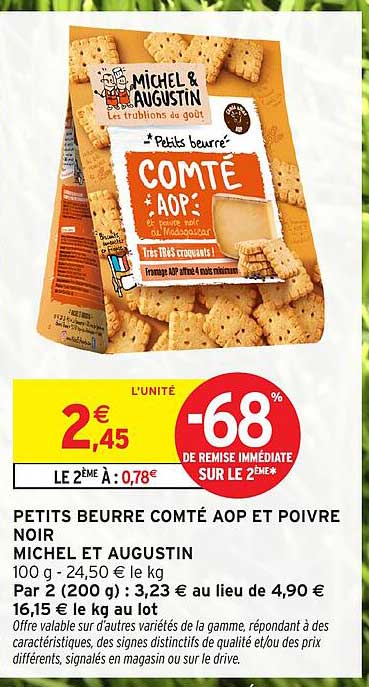 PETITS BEURRE COMTÉ AOP ET POIVRE NOIR MICHEL ET AUGUSTIN