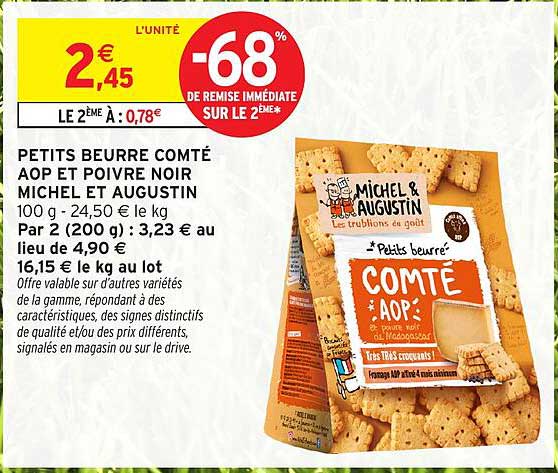 PETITS BEURRE COMTÉ AOP ET POIVRE NOIR MICHEL ET AUGUSTIN