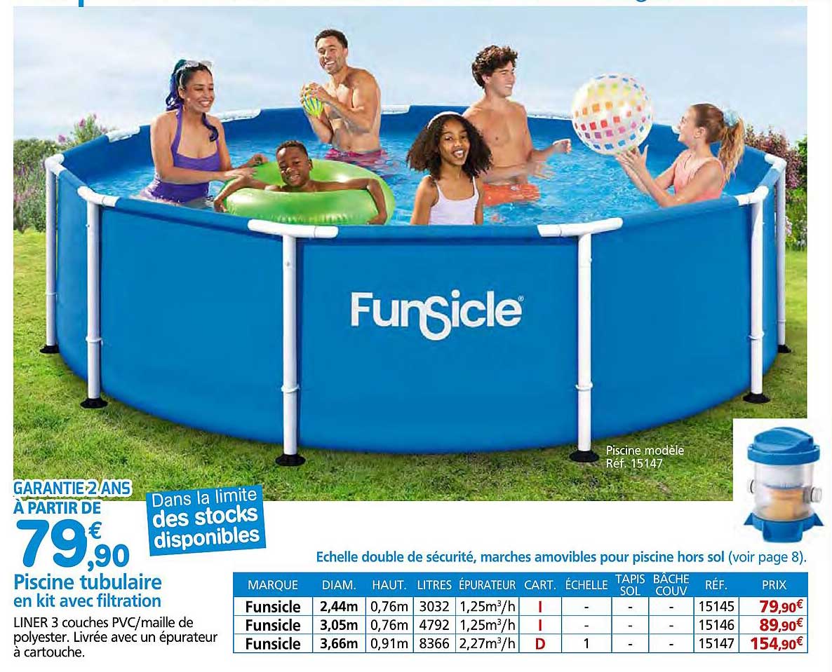 Piscine tubulaire en kit avec filtration