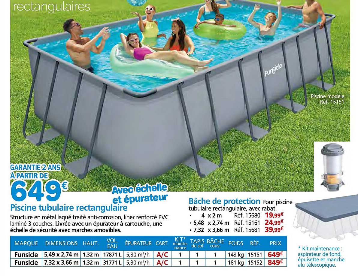 Piscine tubulaire rectangulaire